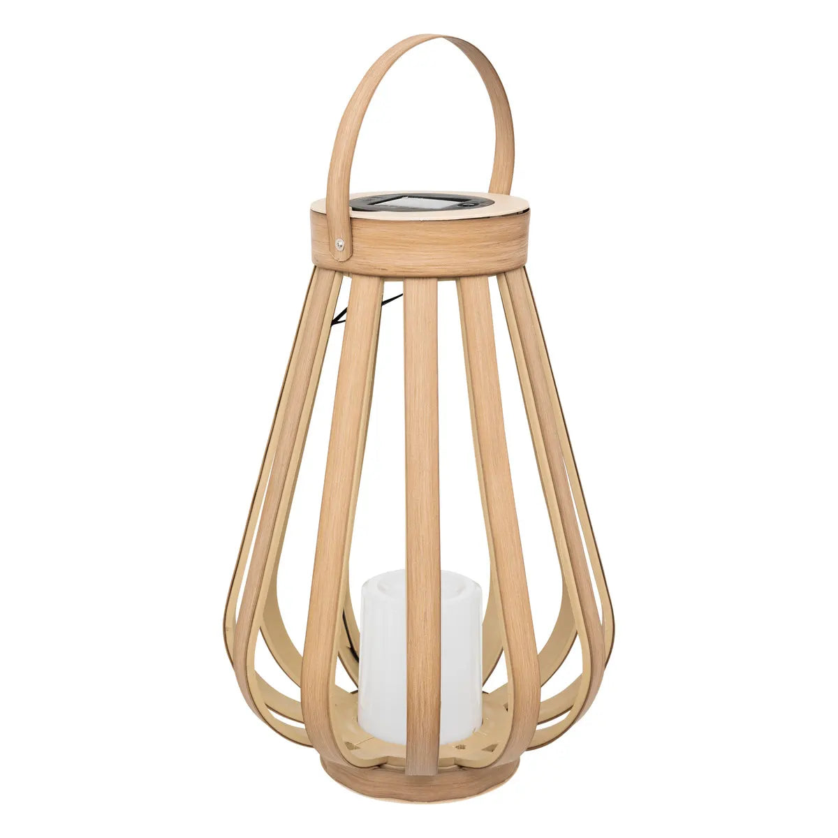 Linterna Portavela A Pilas Color Natural Estructura De Pvc