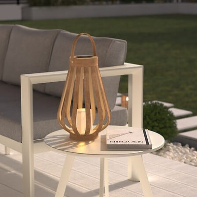 Linterna Portavela A Pilas Color Natural Estructura De Pvc