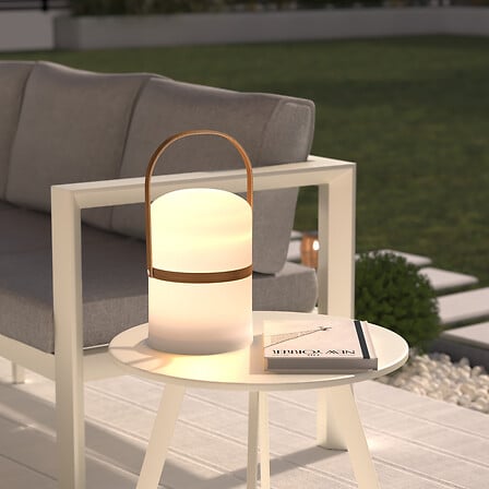 Lámpara De Mesa Para Exterior (Blanco) De Plástico