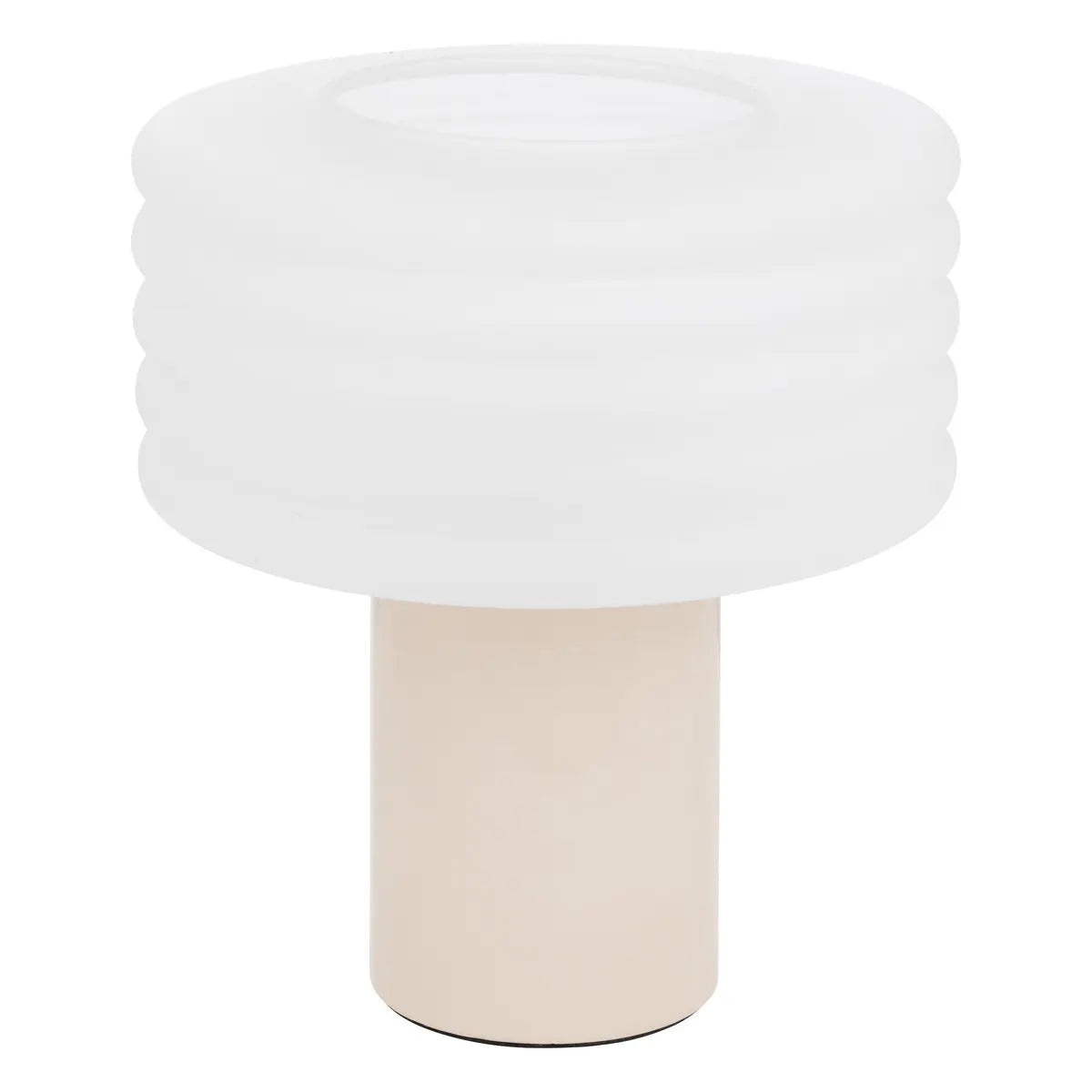 Lámpara De Mesa Pantalla Redonda Y Base (Beige) De Metal