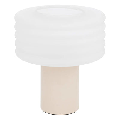 Lámpara De Mesa Pantalla Redonda Y Base (Beige) De Metal