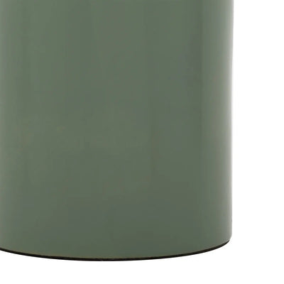Lámpara De Mesa Pantalla Redonda Y Base (Verde) De Metal
