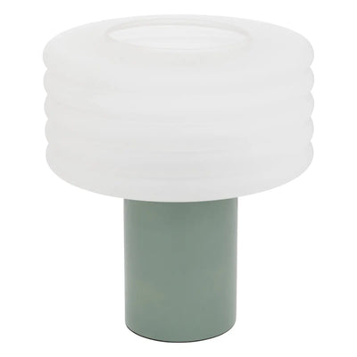 Lámpara De Mesa Pantalla Redonda Y Base (Verde) De Metal