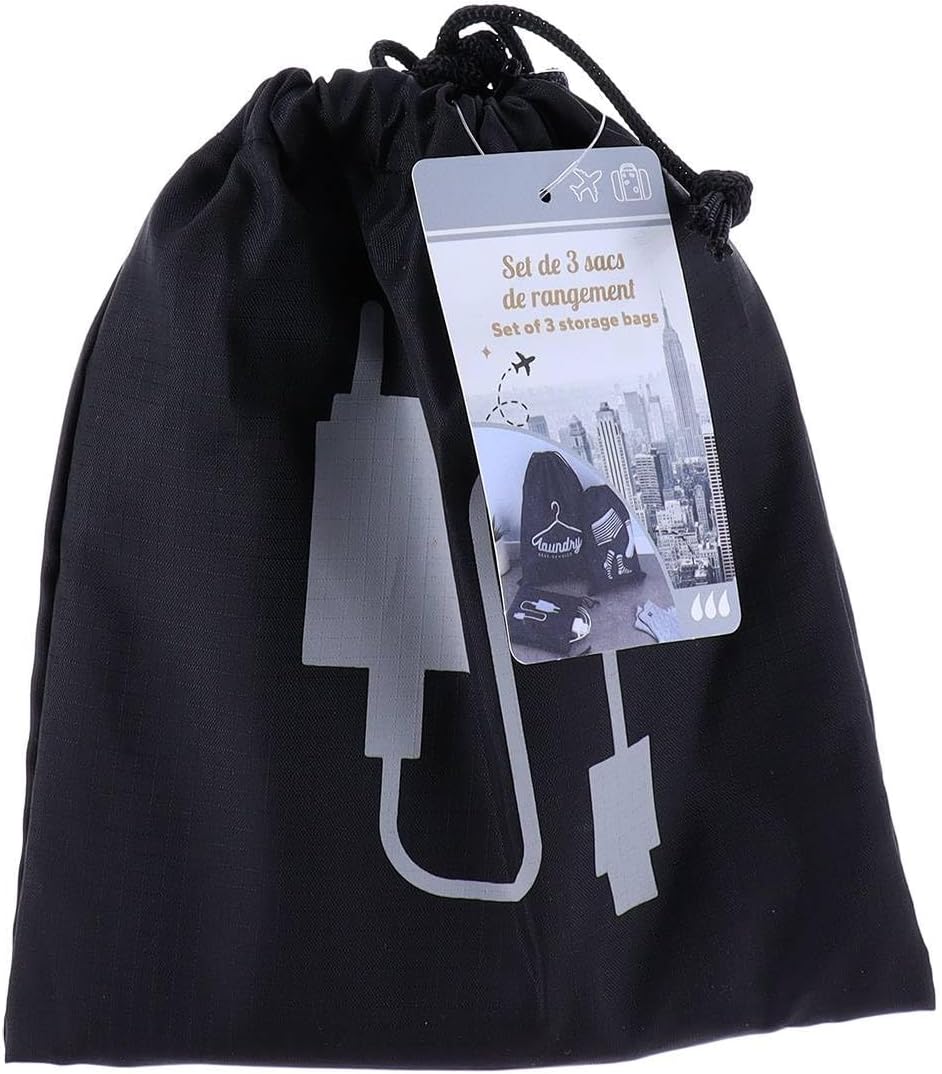 Set De 3 Bolsas (Negro) De Poliéster