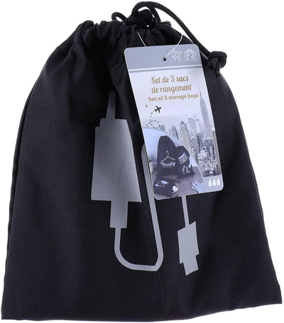 Set De 3 Bolsas (Negro) De Poliéster