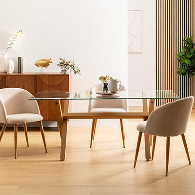 Mesa De Comedor Tablero De Vidrio Con Patas De Metal