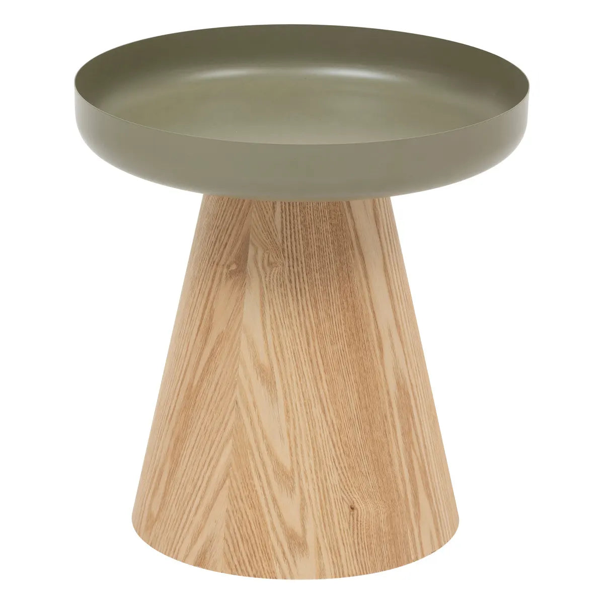 Mesa Auxiliar Tablero De Metal Base (Natural) De Madera