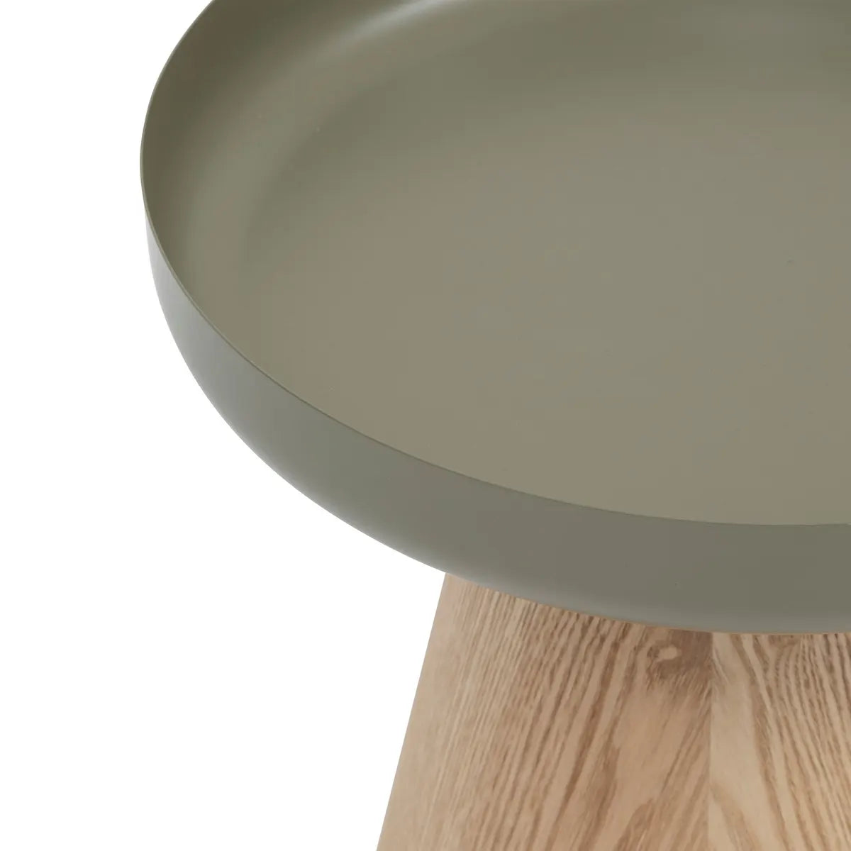 Mesa Auxiliar Tablero De Metal Base (Natural) De Madera