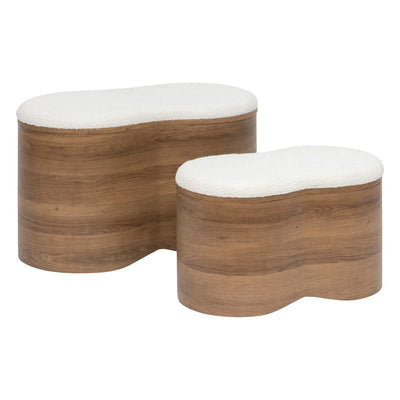 Set De 2 Banquetas Con Almacenamiento (Marrón) Estructura De Madera