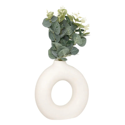 Maceta De Cerámica Diseño (Varios) Con Planta Artificial "Eucalipto" De Pvc