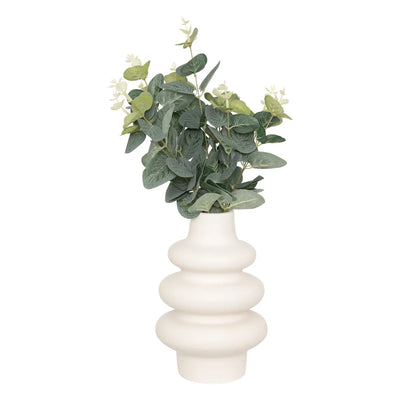 Maceta De Cerámica Diseño (Varios) Con Planta Artificial "Eucalipto" De Pvc