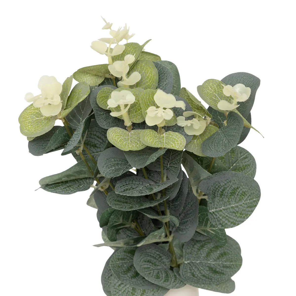 Maceta De Cerámica Diseño (Varios) Con Planta Artificial "Eucalipto" De Pvc