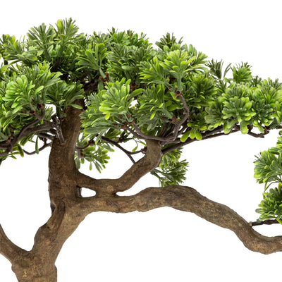 Maceta De Cerámica Con Planta Decorativa "Bonsai" De Plástico