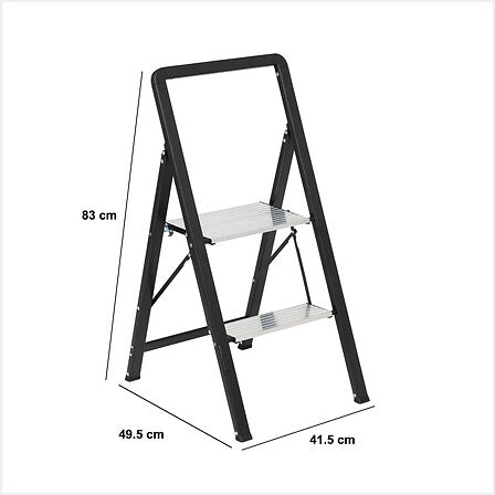 Escalera Plegable 2 Pasos (Gris) De Aluminio