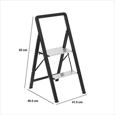 Escalera Plegable 2 Pasos (Gris) De Aluminio