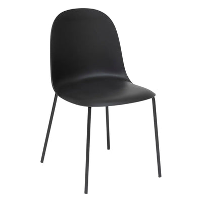 Silla De Comedor Pvc (Negro) Con Patas De Metal