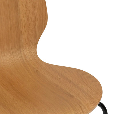 Silla De Comedor Patas De Metal Enchape Roble (Natural) De Madera