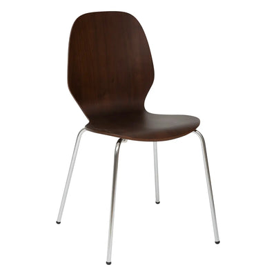 Silla De Comedor Patas De Metal Enchape Roble (Nogal) De Madera