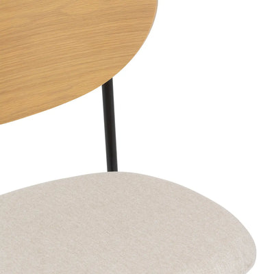 Silla De Comedor Tapizado (Beige) Patas De Metal Espaldar De Madera