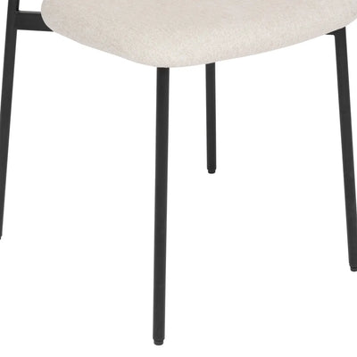 Silla De Comedor Tapizado (Beige) Patas De Metal Espaldar De Madera