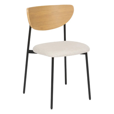 Silla De Comedor Tapizado (Beige) Patas De Metal Espaldar De Madera