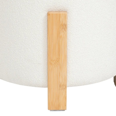 Banco Taburete Tapizado (Blanco) Patas De Madera