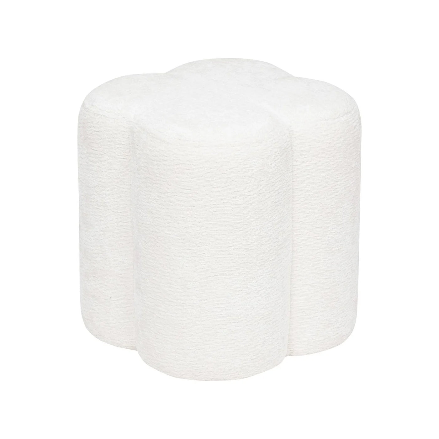 Pouff Decorativo Tapiz Chenilla (Blanco) Estructura De Madera