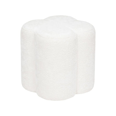 Pouff Decorativo Tapiz Chenilla (Blanco) Estructura De Madera