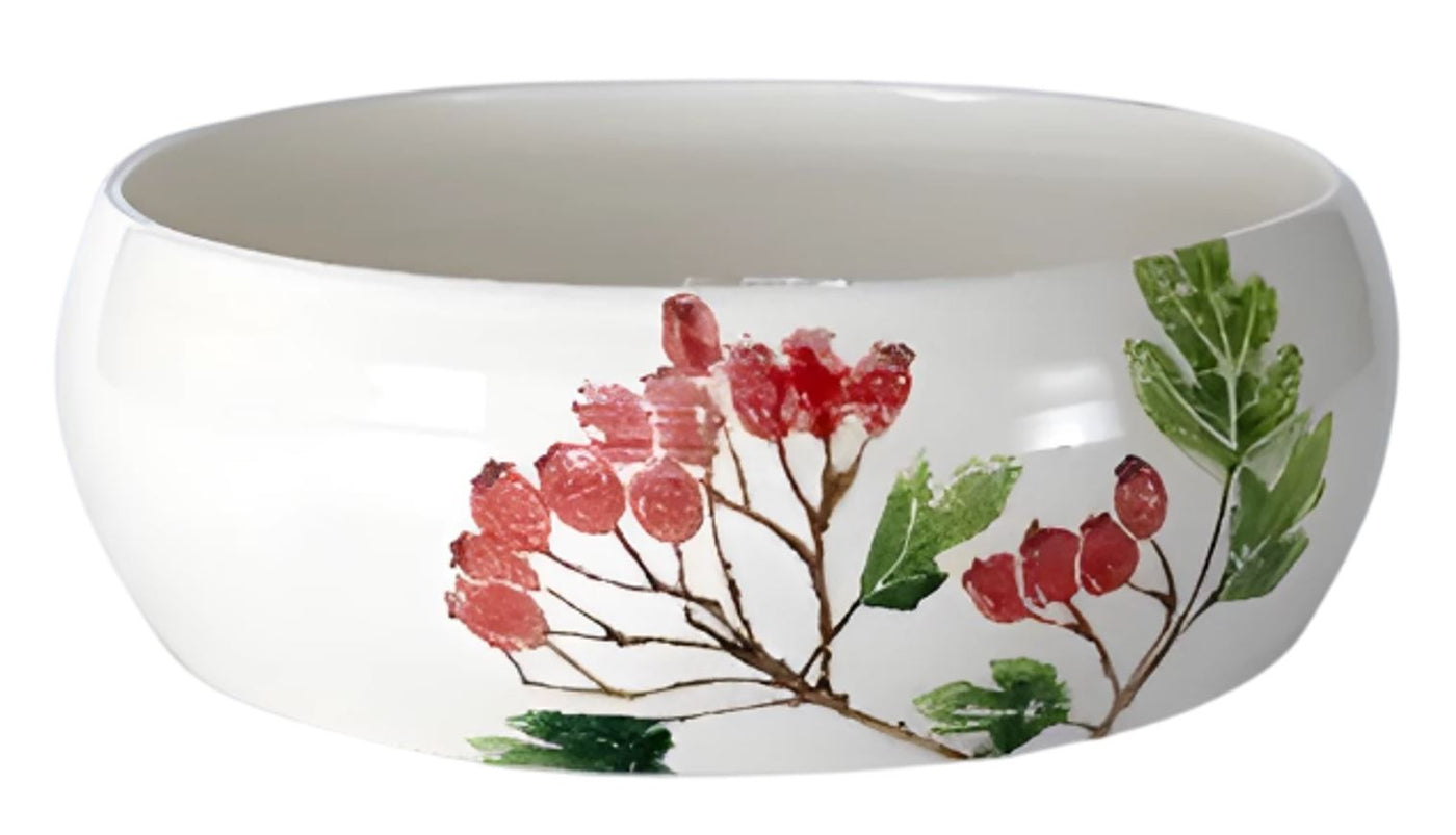 Bowl De Servir 34 Cm Redondo Con Diseños  (Berries) De Cerámica