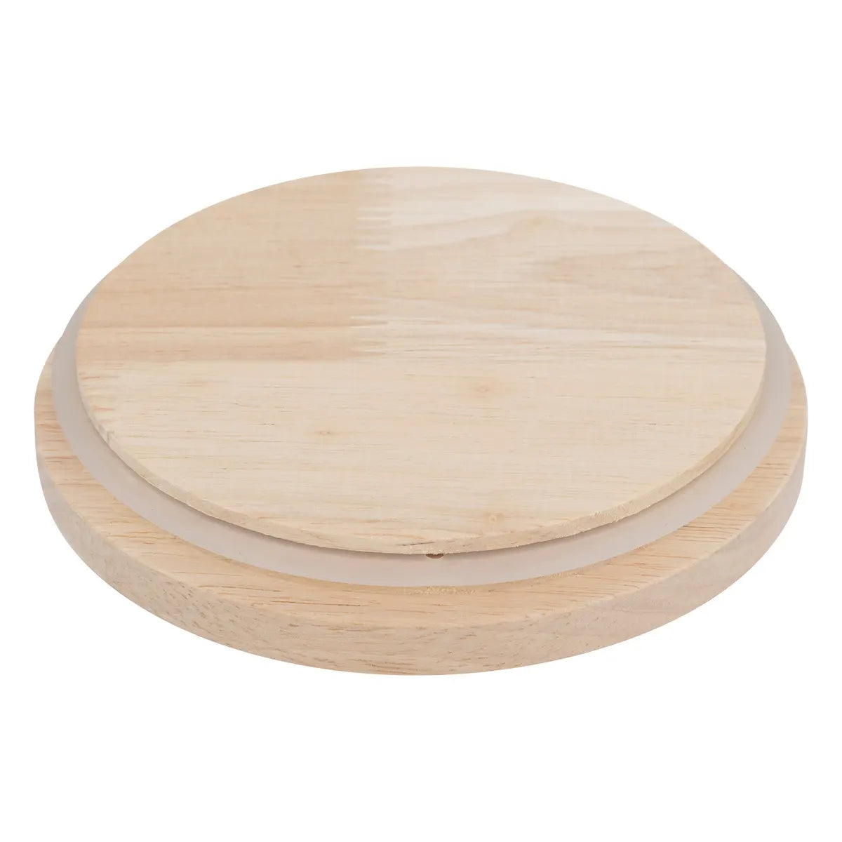 Frasco Redondo Con Tapa Madera 0.33 Ltrs (Transparente) De Vidrio