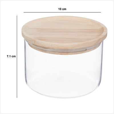 Frasco Redondo Con Tapa Madera 0.33 Ltrs (Transparente) De Vidrio