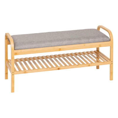 Banca Con Zapatera Tapiz (Gris) Estructura De Madera