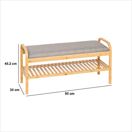 Banca Con Zapatera Tapiz (Gris) Estructura De Madera