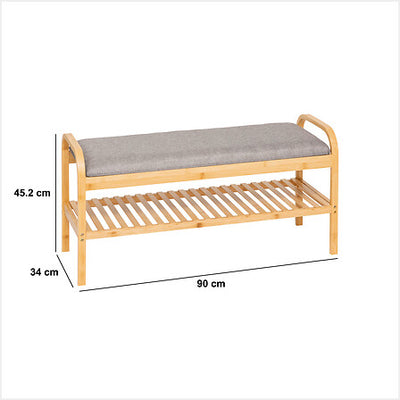 Banca Con Zapatera Tapiz (Gris) Estructura De Madera