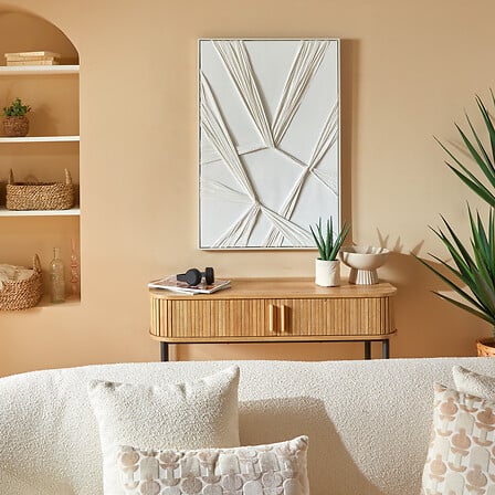 Cuadro Decorativo "Jyoti" (Blanco) Con Marco De Madera