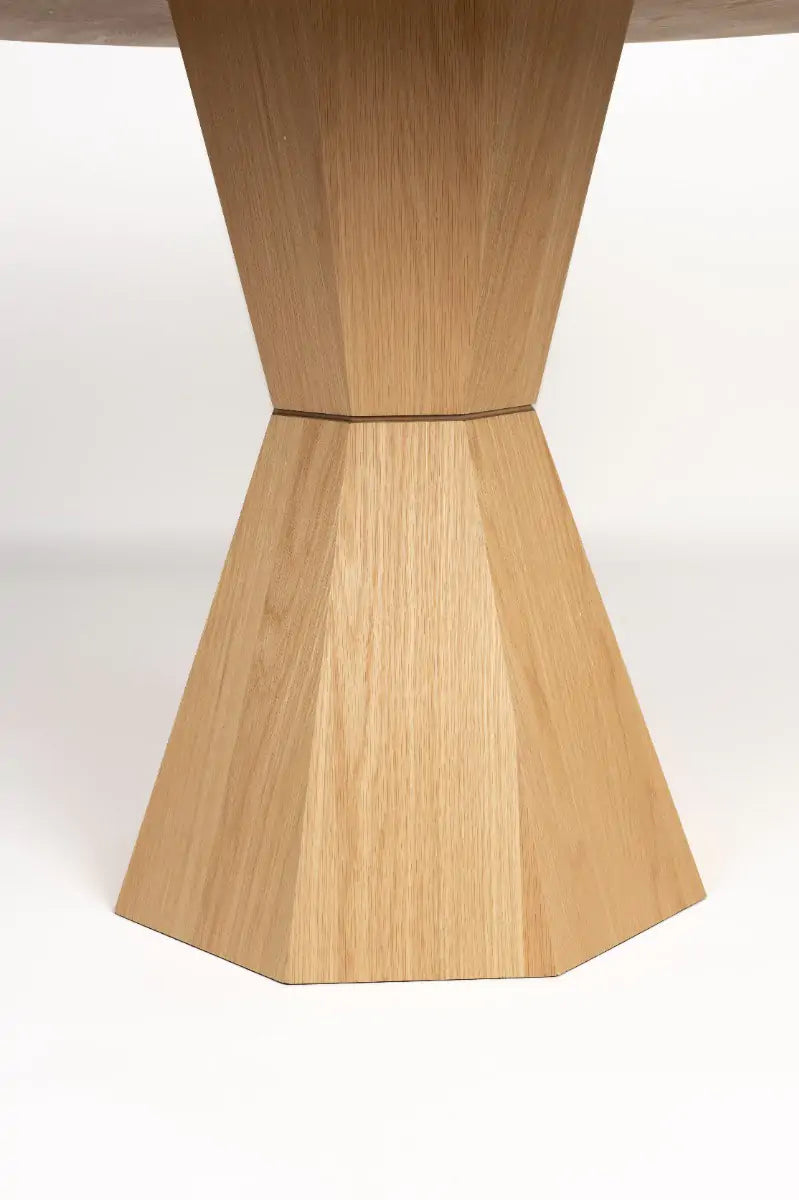 Mesa De Comedor Tablero Redondo Enchape Natural Base De Madera