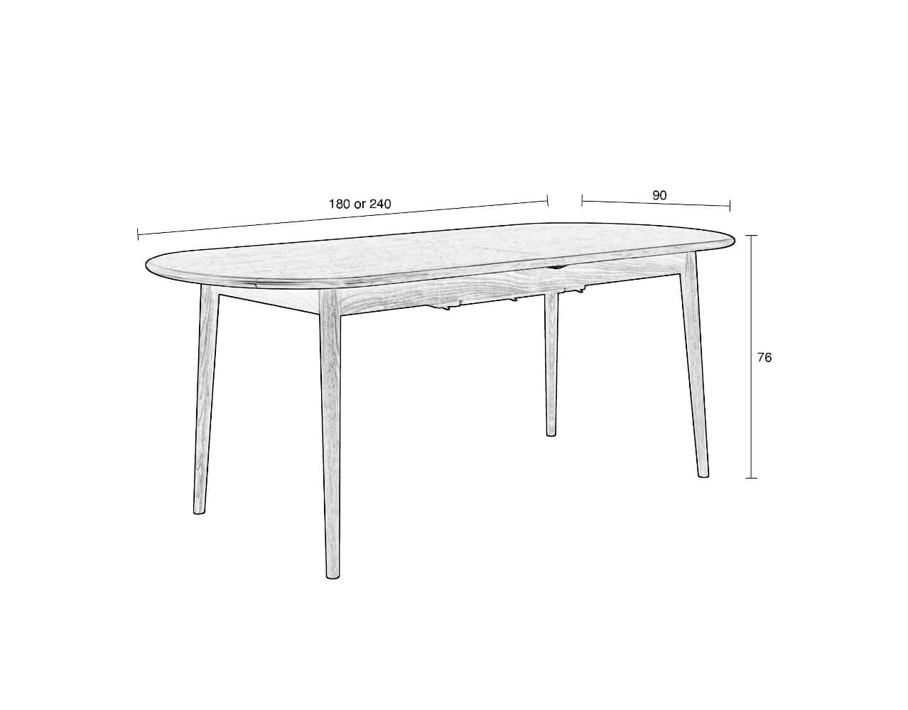 Mesa De Comedor Extensible Tablero Oval (Nogal) Patas De Madera