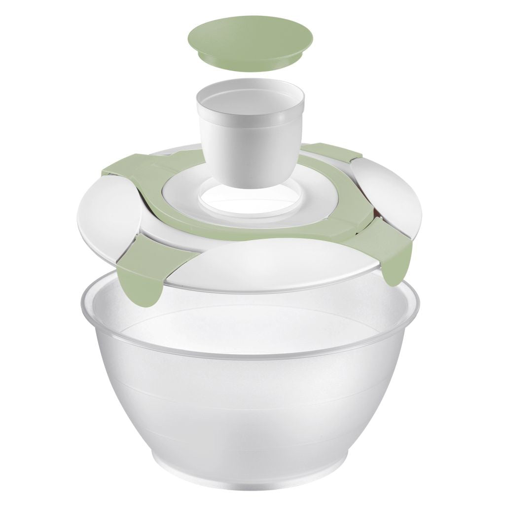 Bowl Con Recipiente Para Ensaladas (Blanco/Verde) De Plástico