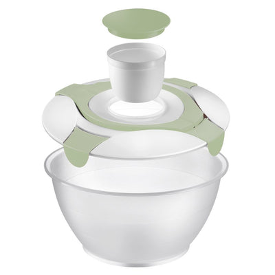 Bowl Con Recipiente Para Ensaladas (Blanco/Verde) De Plástico