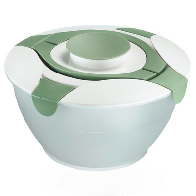 Bowl Con Recipiente Para Ensaladas (Blanco/Verde) De Plástico