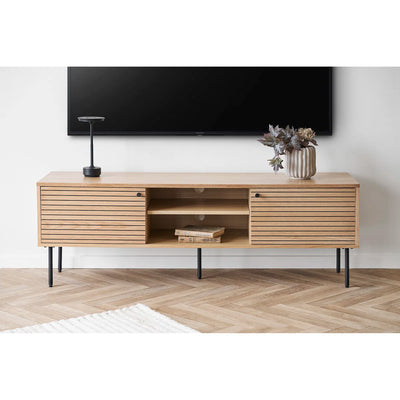 Mueble Para Tv De Madera (Color Natural) Y Patas De Metal