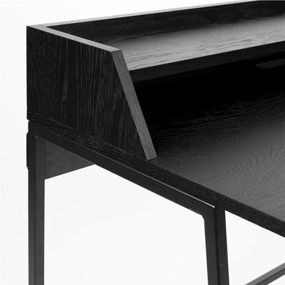 Escritorio (Negro) Con Patas De Metal Tablero Mdf De Madera