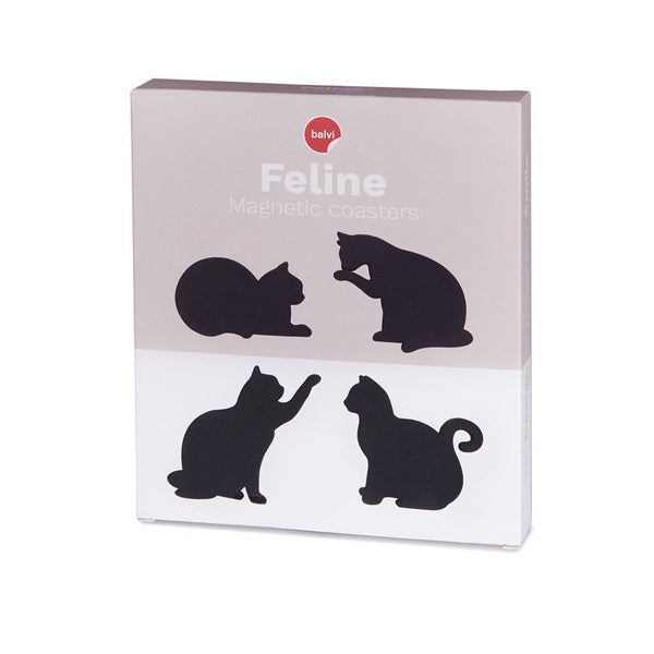 Set De 4 Posavasos (Negro) Figura "Gato" De Silicona
