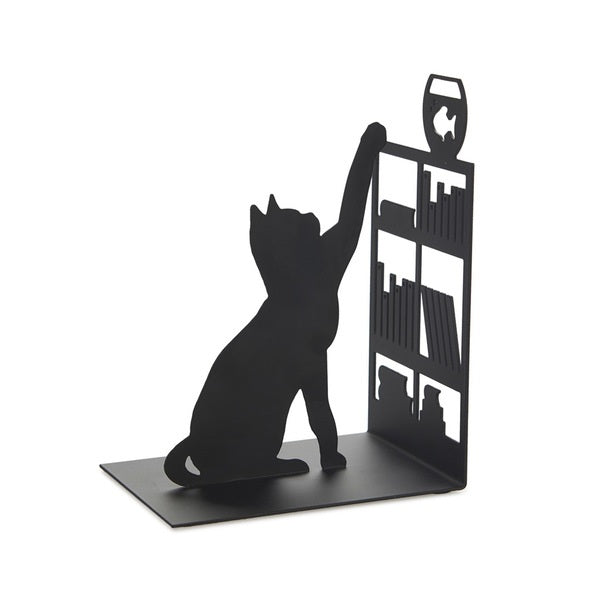 Sujeta Libros (Negro) Figura "Gato" De Metal