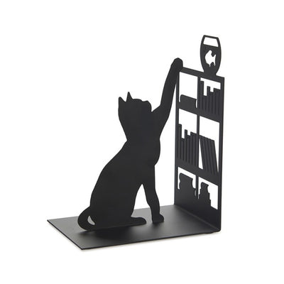 Sujeta Libros (Negro) Figura "Gato" De Metal