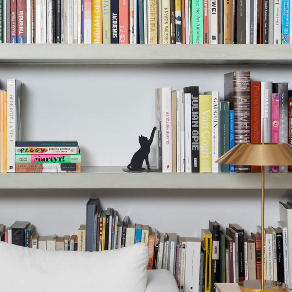 Sujeta Libros (Negro) Figura "Gato" De Metal