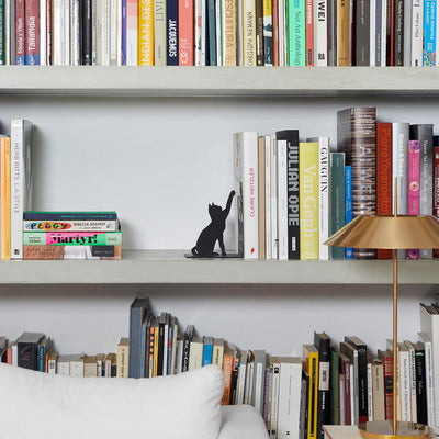 Sujeta Libros (Negro) Figura "Gato" De Metal