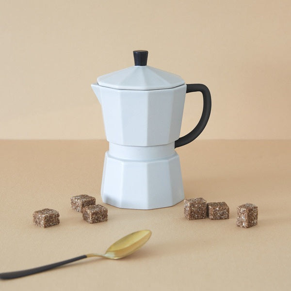 Mug (Gris) Con Asas Y Tapa Modelo Cafetera De Cerámica