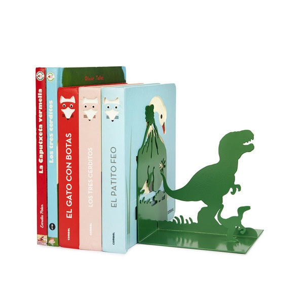 Sujeta Libros (Verde) Modelo Dinosurio De Metal