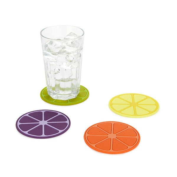 Set De 4 Posavasos Redondos (Multicolor) De Plástico